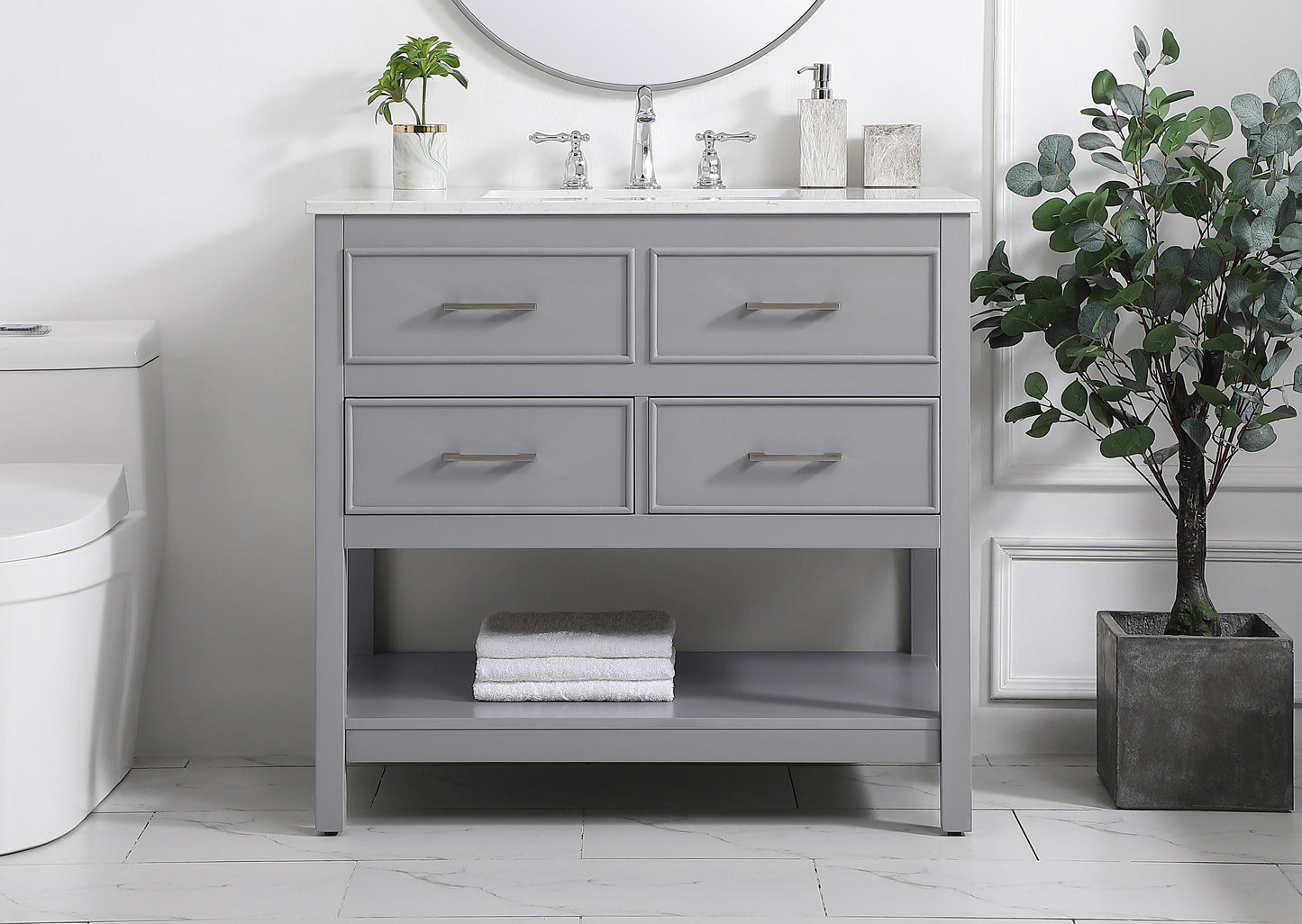 36 inch Single Bathroom Vanity in Gray - BC2103634GR