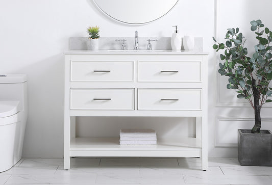 42 inch Single Bathroom Vanity in White with backsplash - BC2104234WH-BS