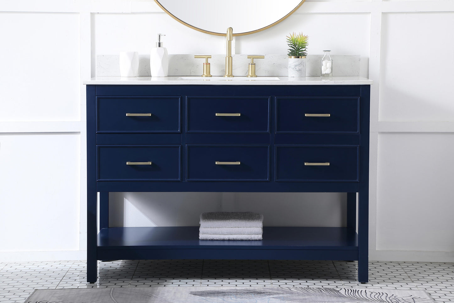 48 inch Single Bathroom Vanity in Blue with backsplash - BC2104834BL-BS