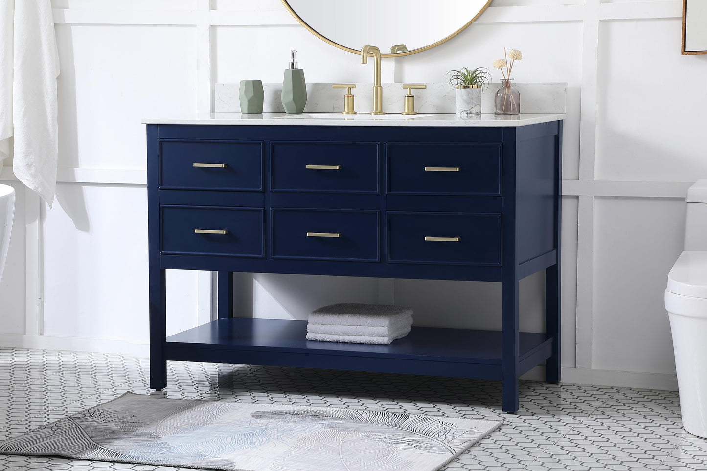 48 inch Single Bathroom Vanity in Blue with backsplash - BC2104834BL-BS