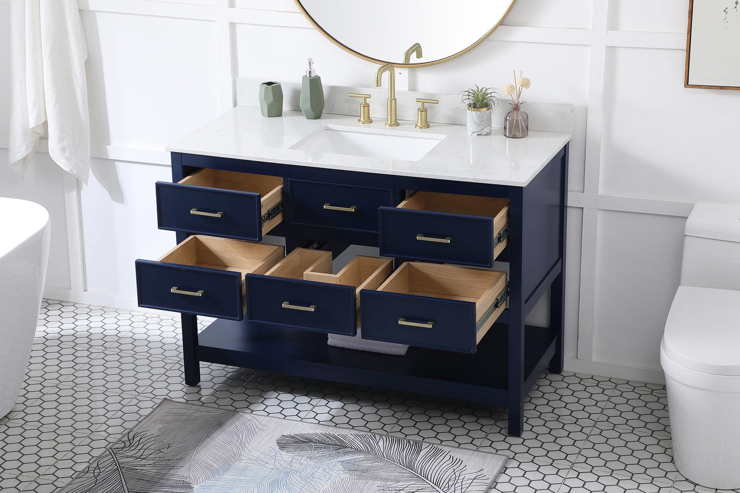 48 inch Single Bathroom Vanity in Blue with backsplash - BC2104834BL-BS