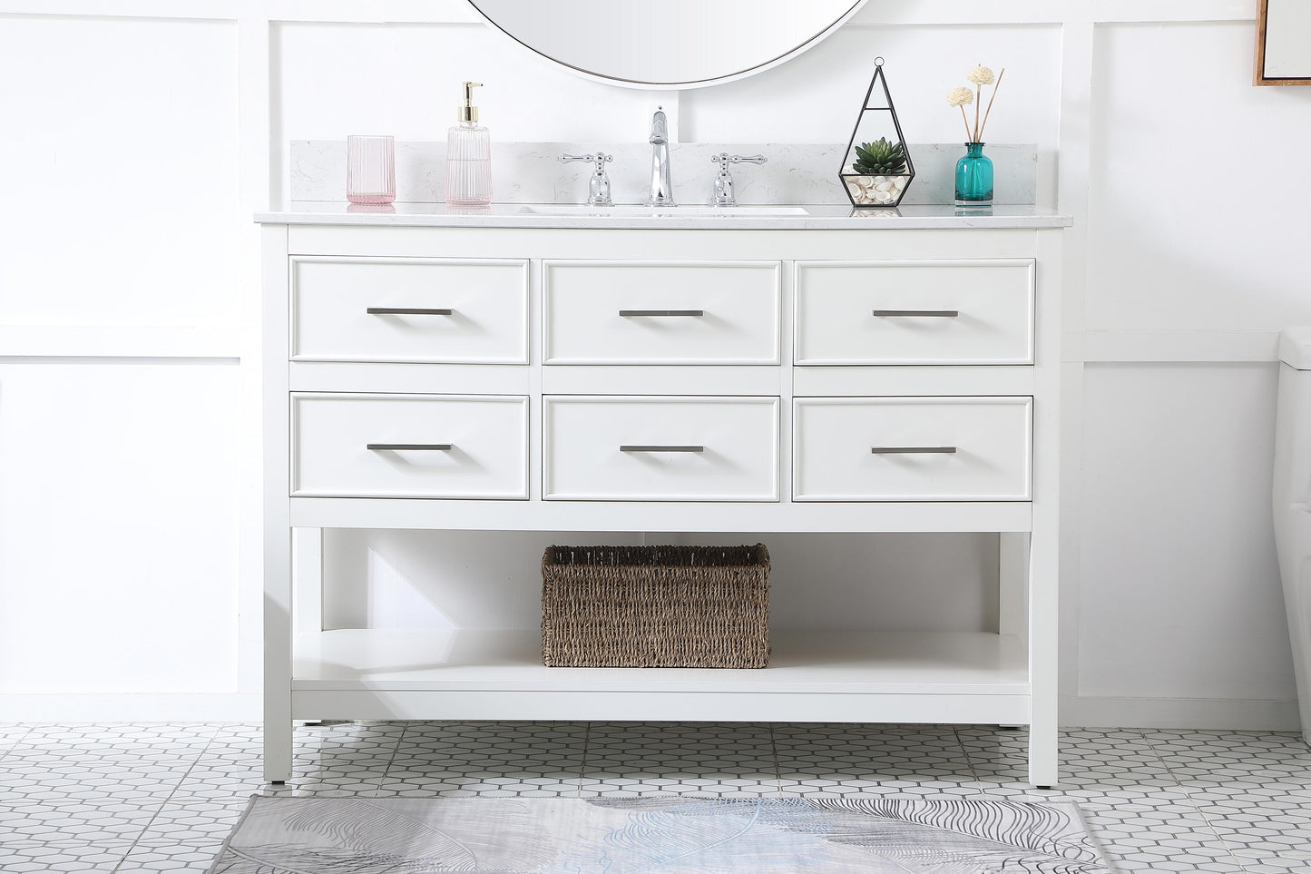 48 inch Single Bathroom Vanity in White with backsplash - BC2104834WH-BS