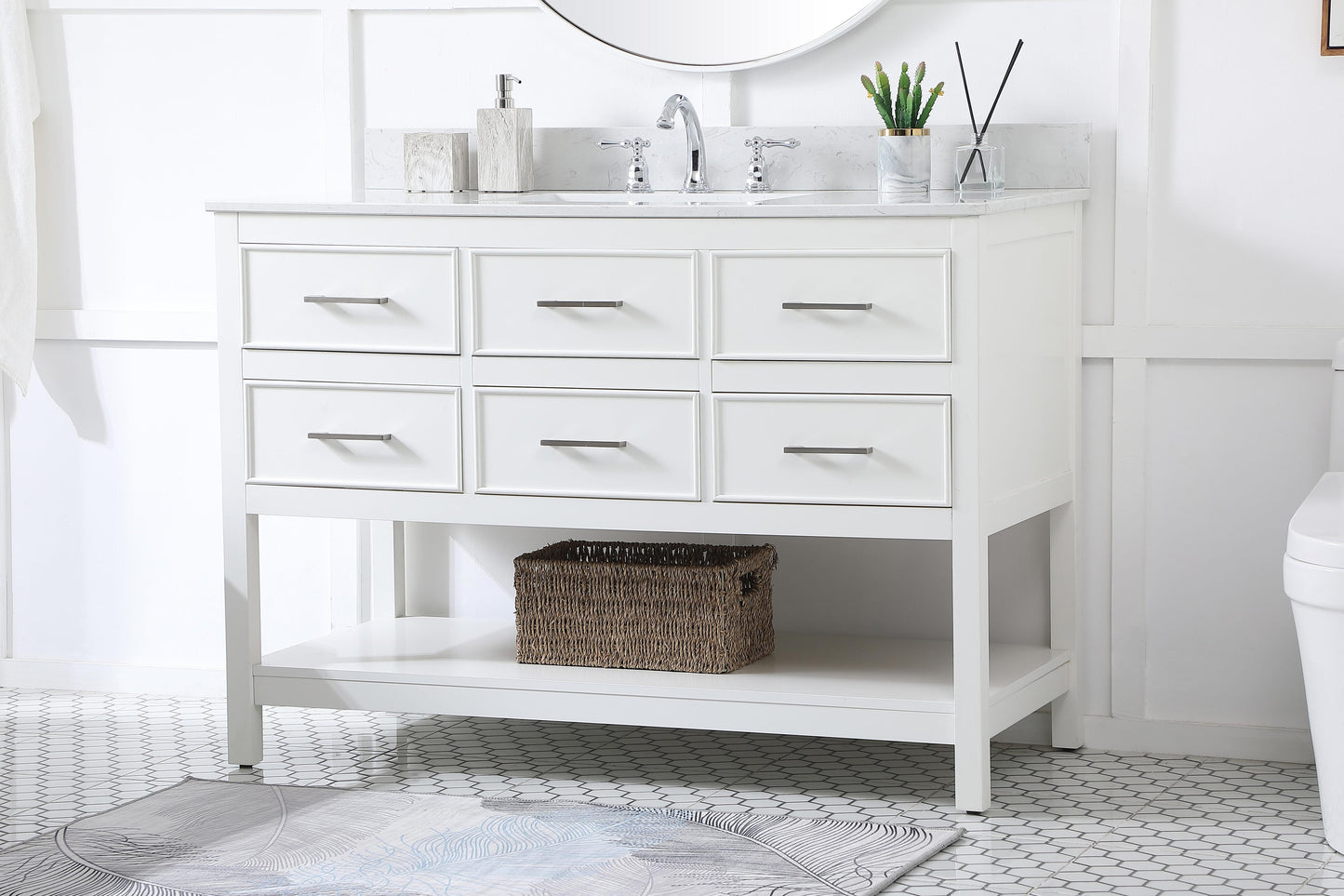 48 inch Single Bathroom Vanity in White with backsplash - BC2104834WH-BS