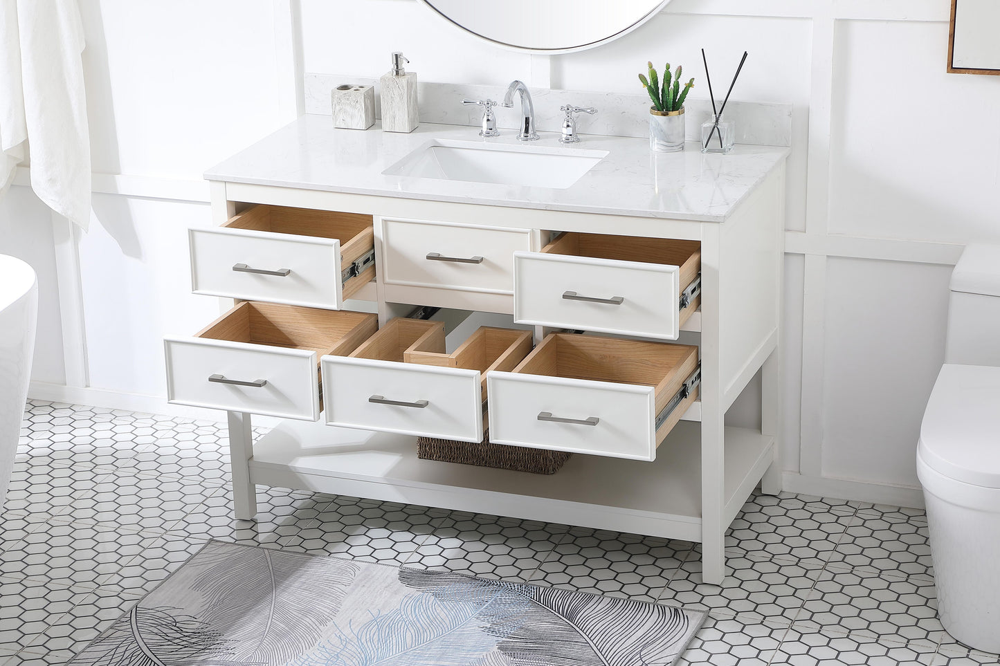 48 inch Single Bathroom Vanity in White with backsplash - BC2104834WH-BS