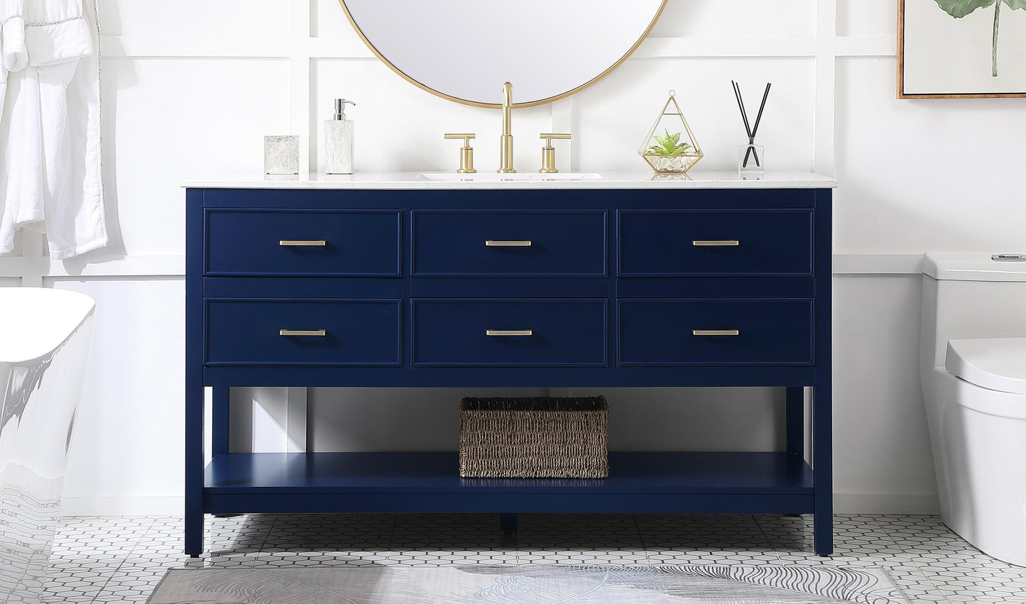 60 inch Single Bathroom Vanity in Blue - BC2106034BL