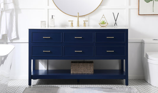 60 inch Single Bathroom Vanity in Blue - BC2106034BL