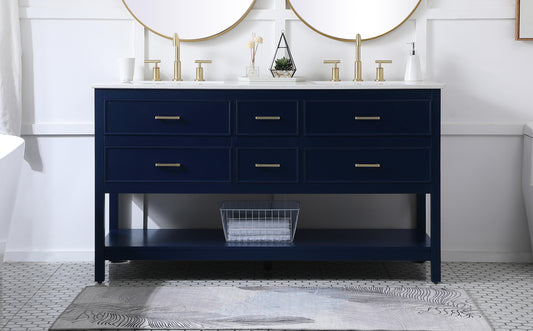 60 inch Double Bathroom Vanity in Blue - BC210D6034BL