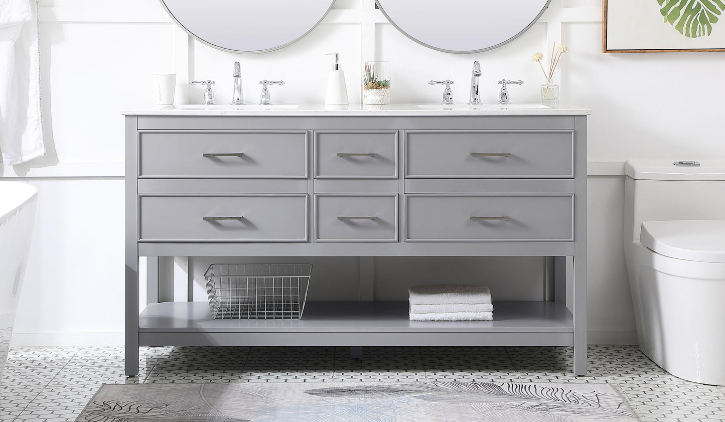 60 inch Double Bathroom Vanity in Gray - BC210D6034GR