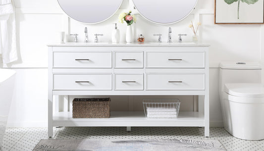 60 inch Double Bathroom Vanity in White - BC210D6034WH