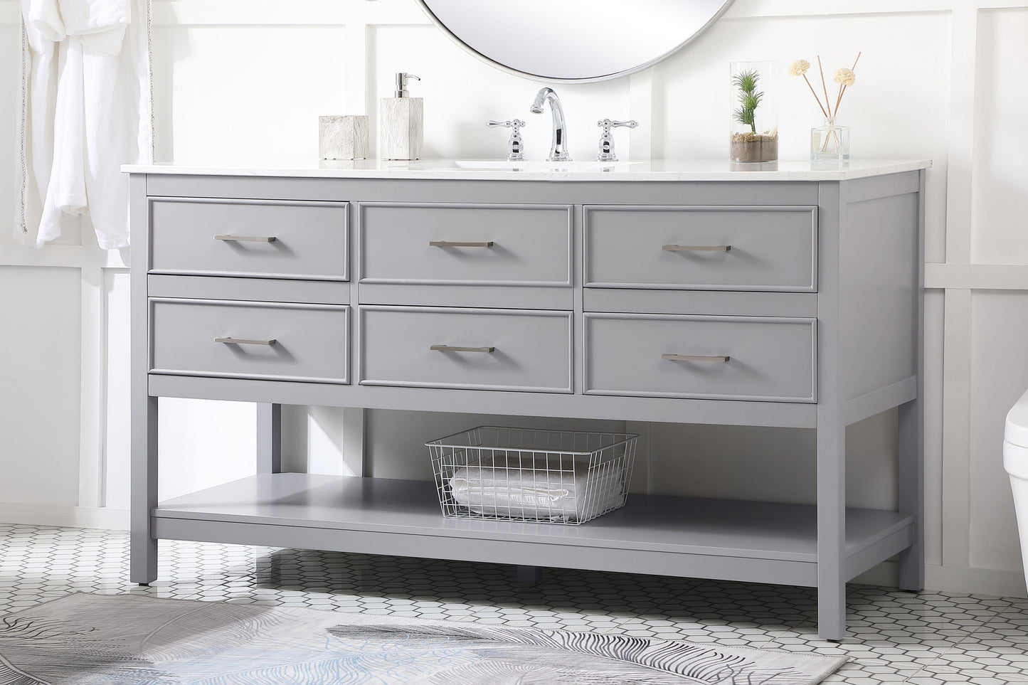 60 inch Single Bathroom Vanity in Gray - BC2106034GR