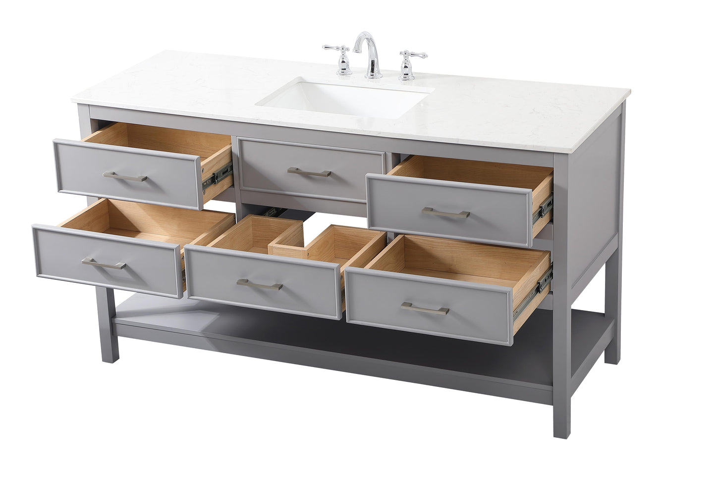 60 inch Single Bathroom Vanity in Gray - BC2106034GR