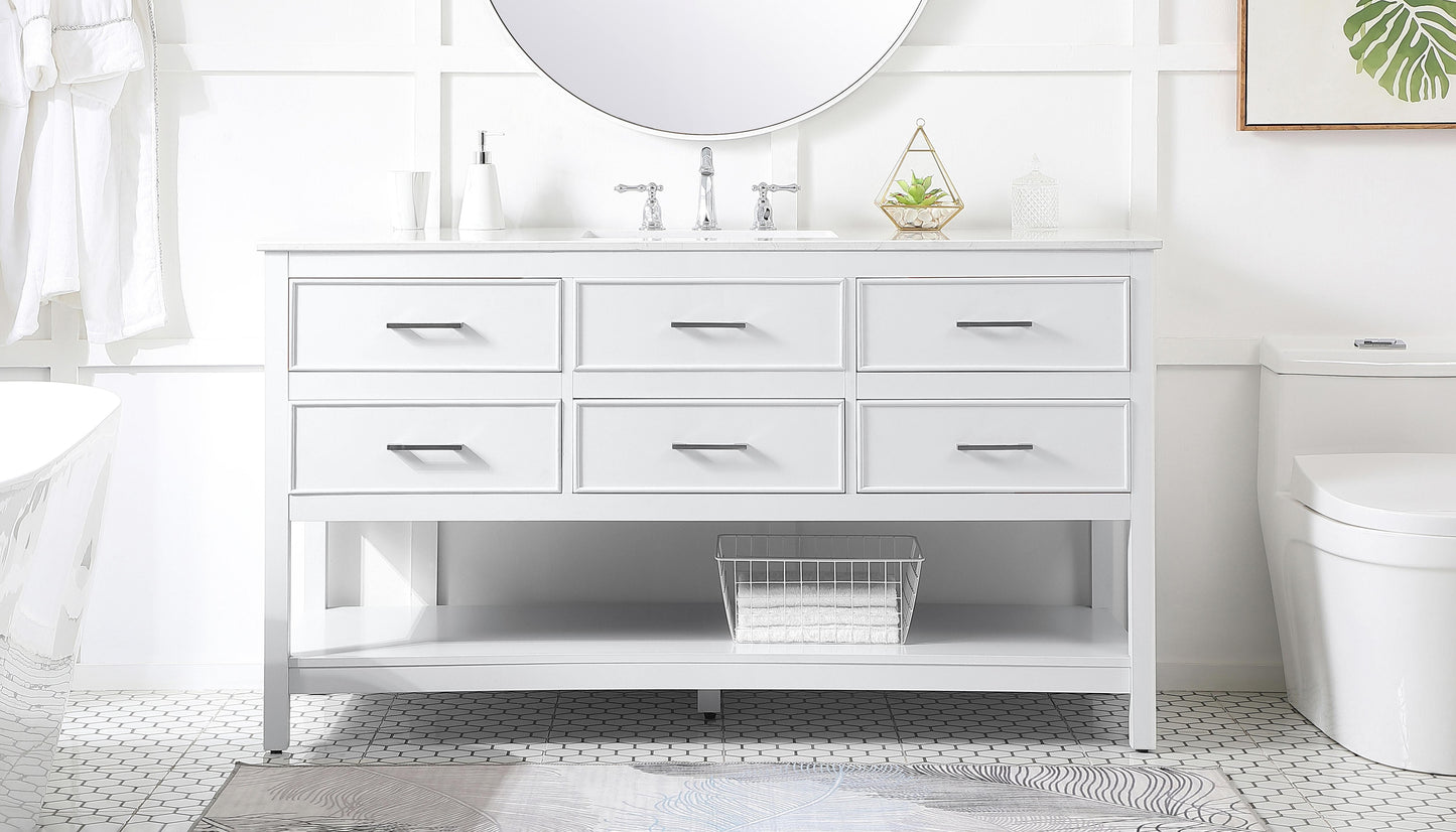 60 inch Single Bathroom Vanity in White - BC2106034WH