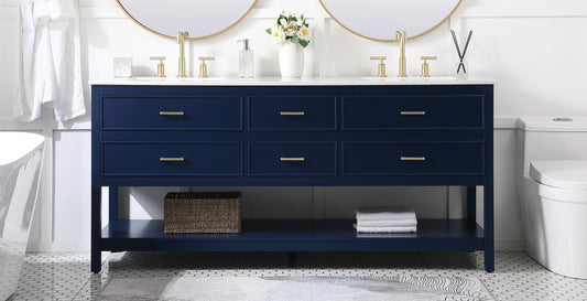 72 inch Double Bathroom Vanity in Blue - BC210D7234BL