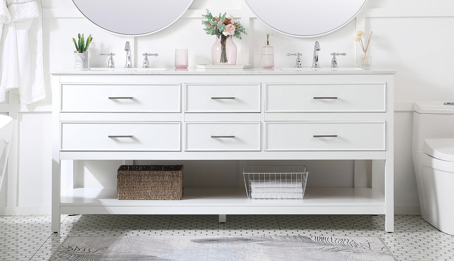 72 inch Double Bathroom Vanity in White - BC210D7234WH