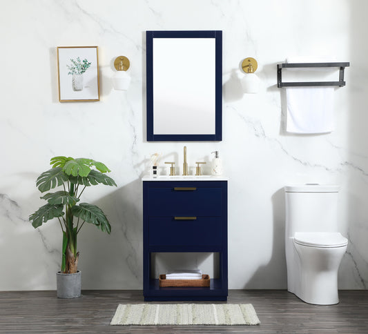 24 inch Single Bathroom Vanity in Blue - BC2202434BL