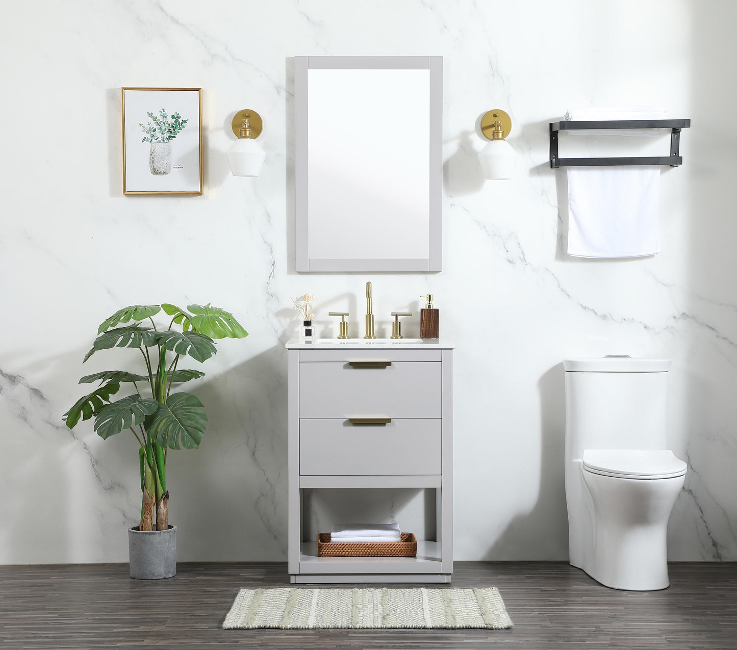 24 inch Single Bathroom Vanity in Grey - BC2202434GR