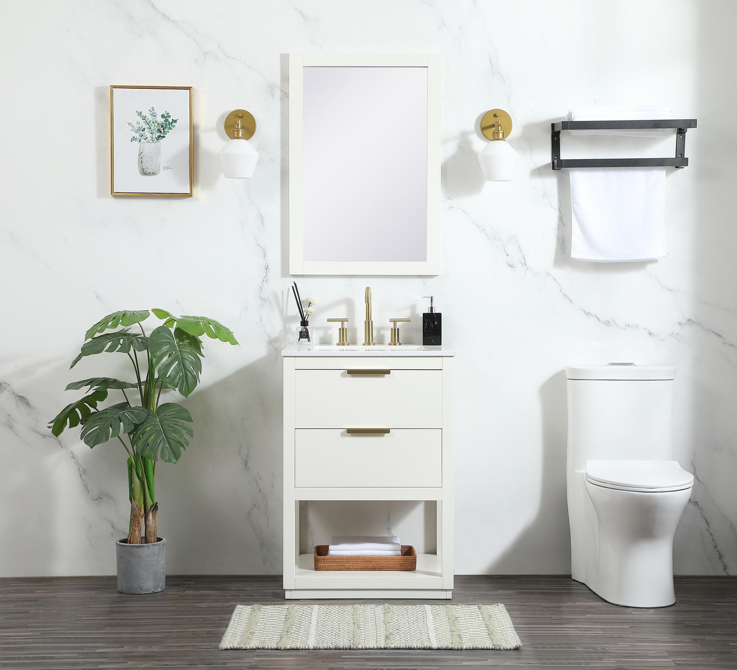 24 inch Single Bathroom Vanity in White - BC2202434WH