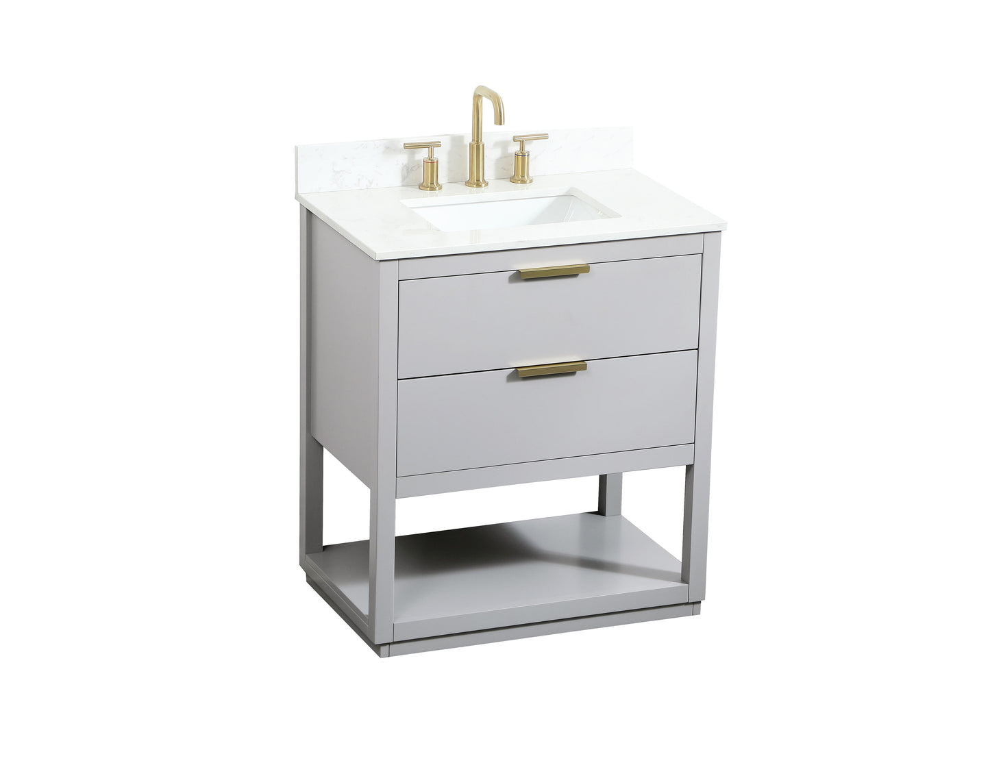 30 inch Single Bathroom Vanity in Grey with backsplash - BC2203034GR-BS