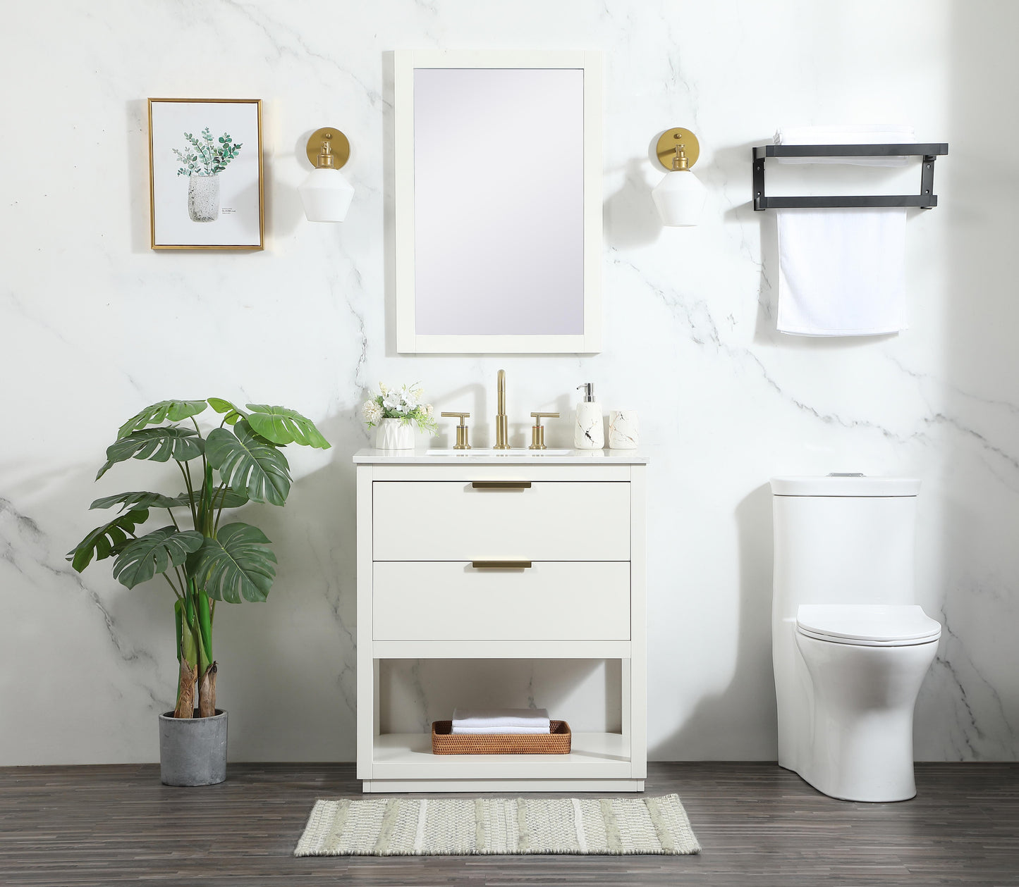 30 inch Single Bathroom Vanity in White - BC2203034WH