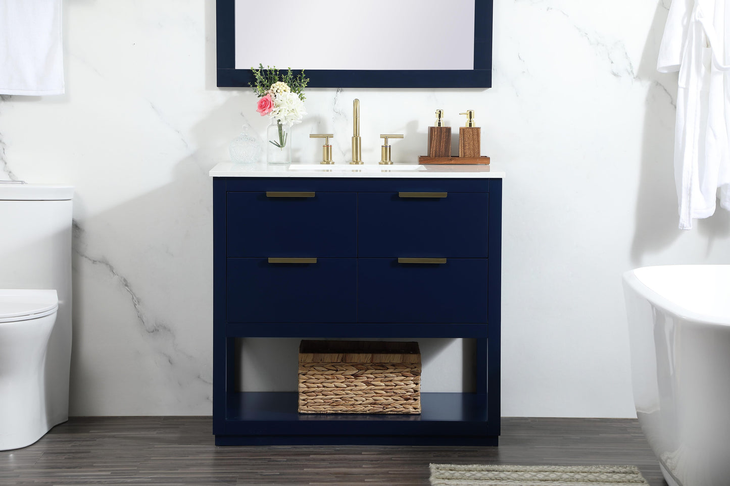 36 inch Single Bathroom Vanity in Blue - BC2203634BL