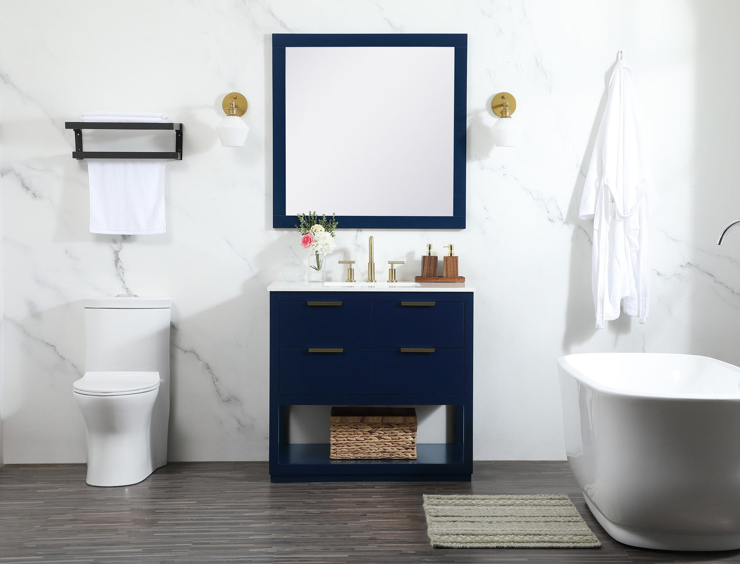 36 inch Single Bathroom Vanity in Blue - BC2203634BL