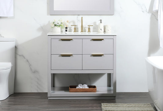 36 inch Single Bathroom Vanity in Grey with backsplash - BC2203634GR-BS