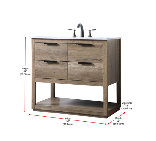 36 Inch Single Bathroom Vanity in Natural Oak - BC2203634NT