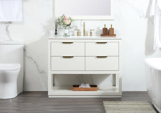 42 inch Single Bathroom Vanity in White with backsplash - BC2204234WH-BS