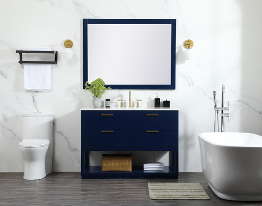 48 inch Single Bathroom Vanity in Blue with backsplash - BC2204834BL-BS