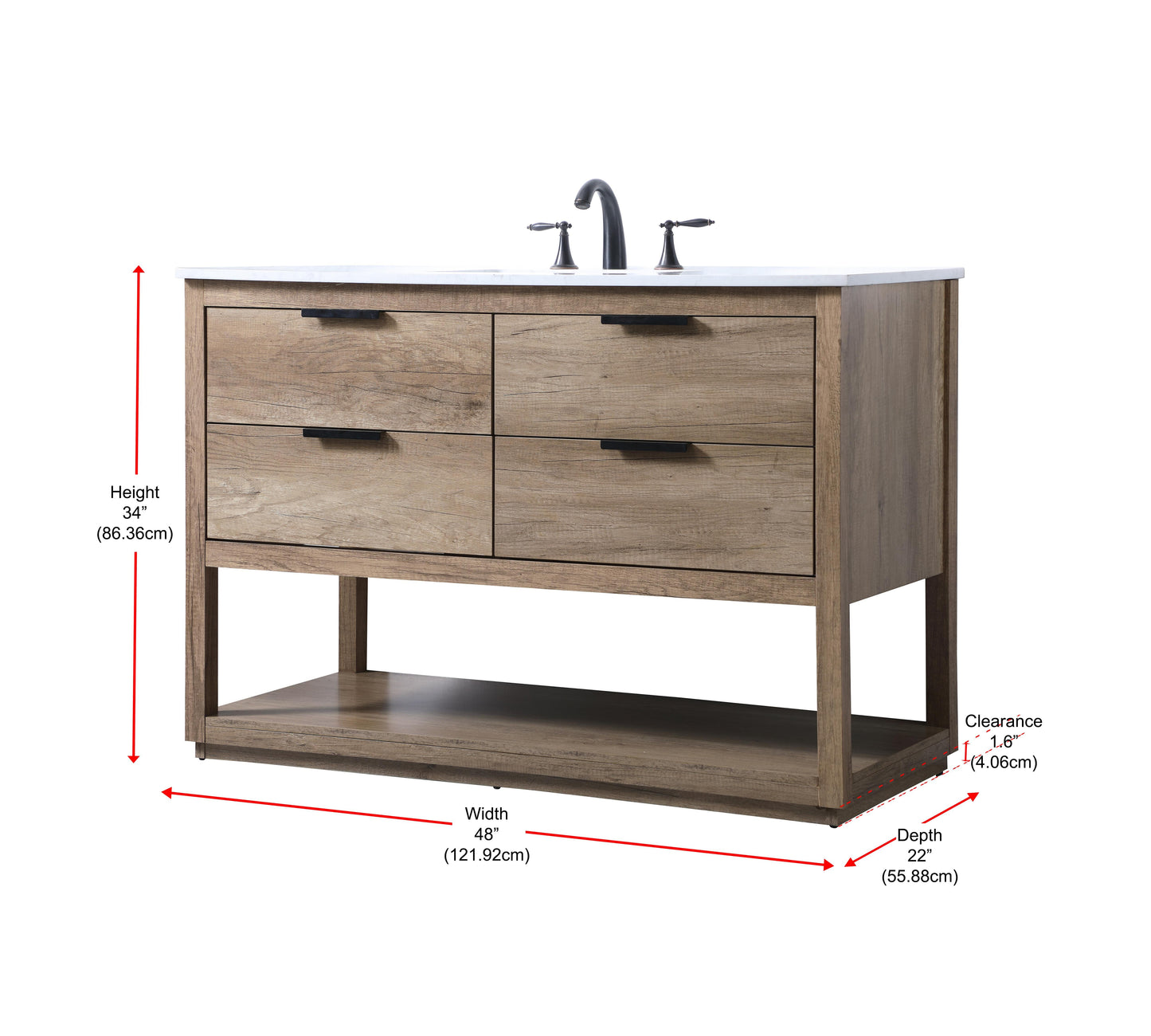 48 Inch Single Bathroom Vanity in Natural Oak - BC2204834NT