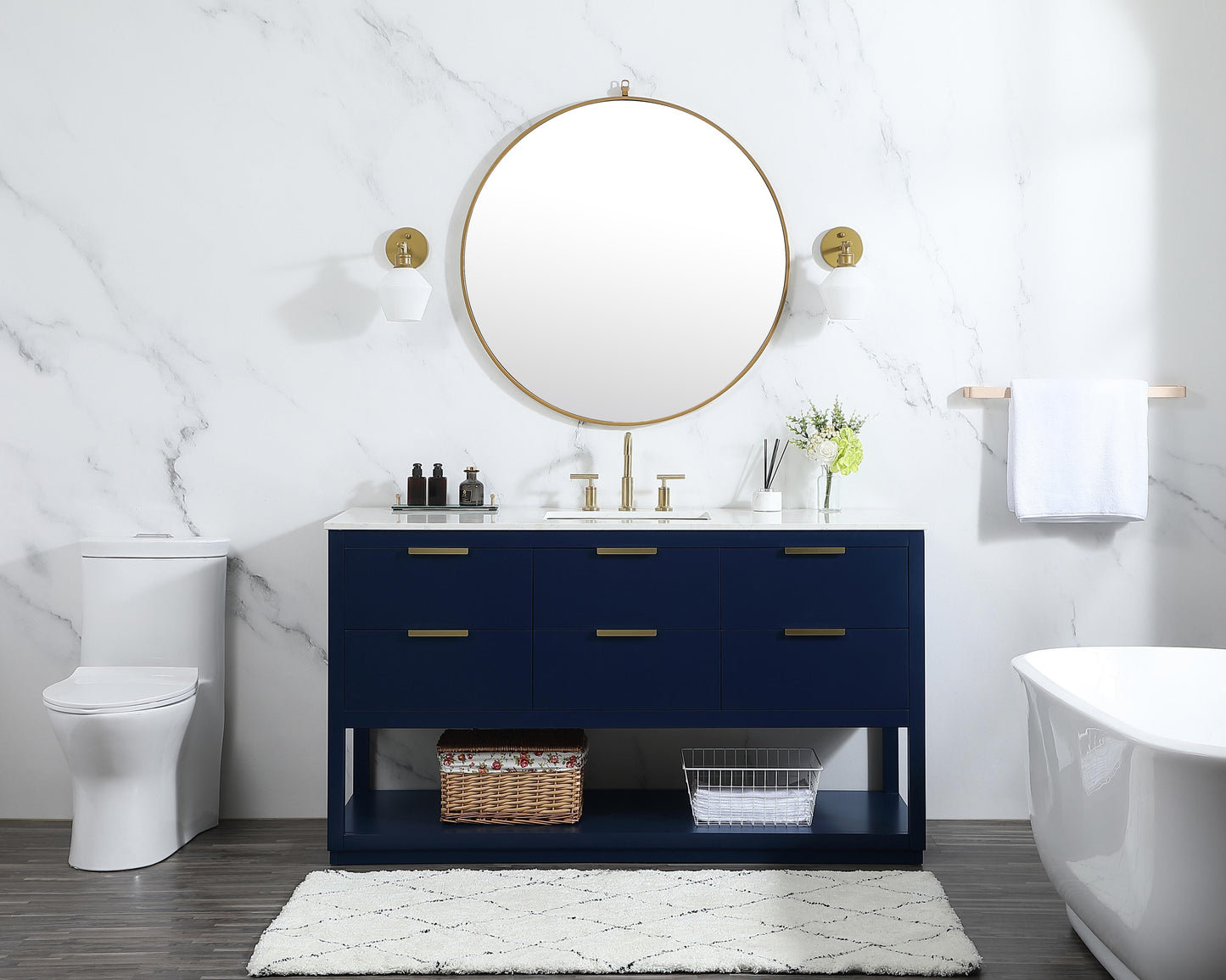 60 inch Single Bathroom Vanity in Blue - BC2206034BL