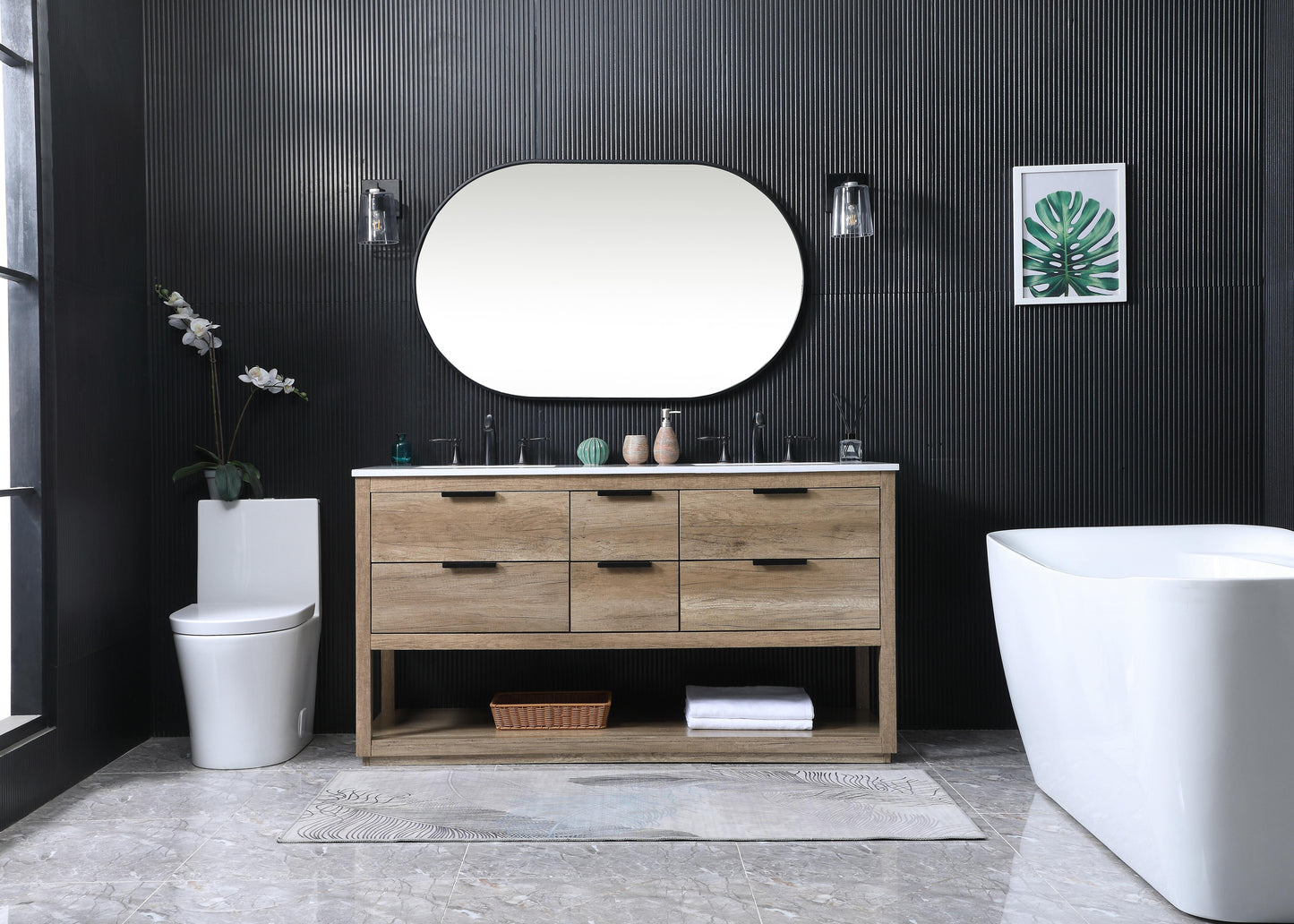 60 Inch Double Bathroom Vanity in Natural Oak - BC220D6034NT