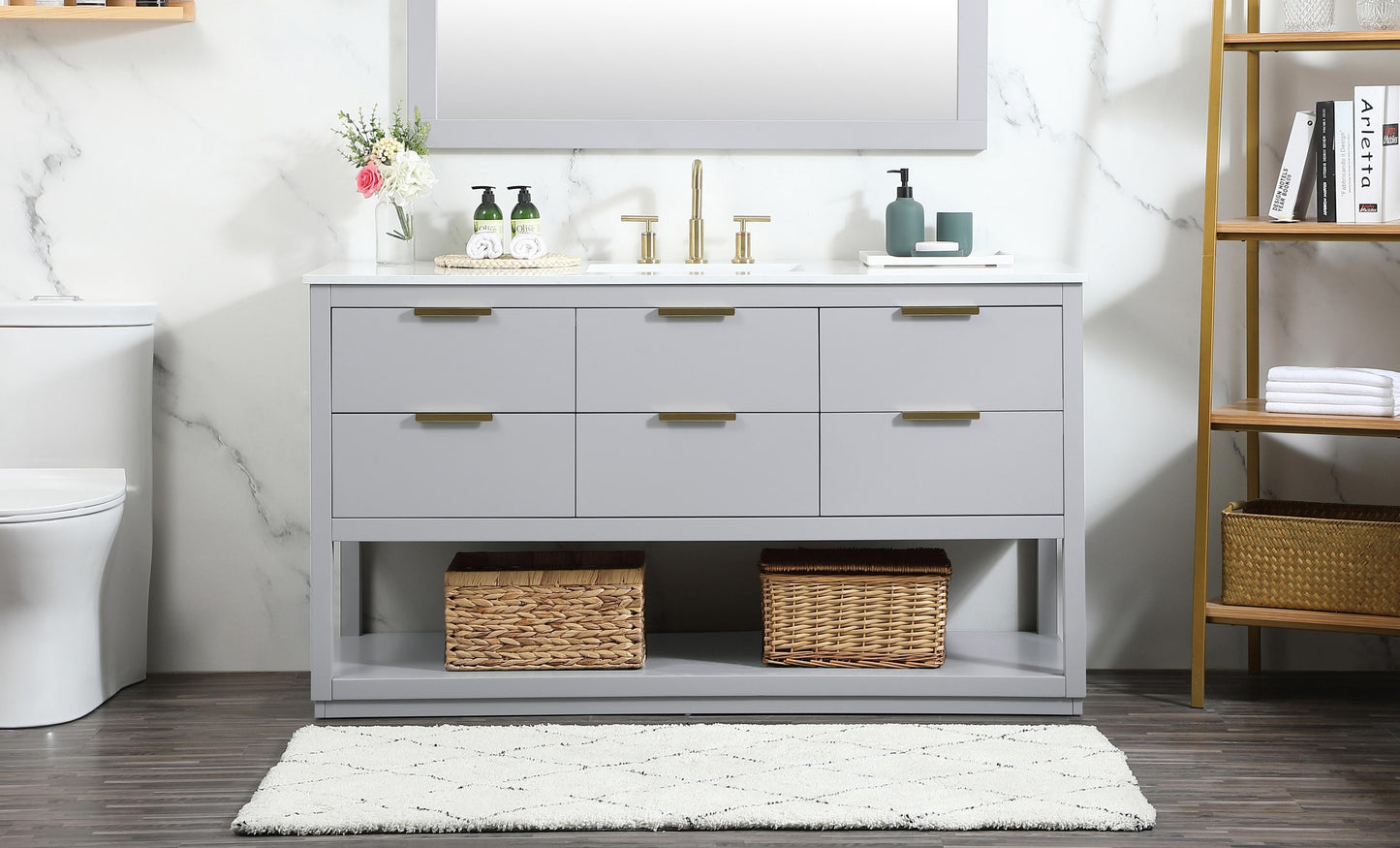 60 inch Single Bathroom Vanity in Grey - BC2206034GR