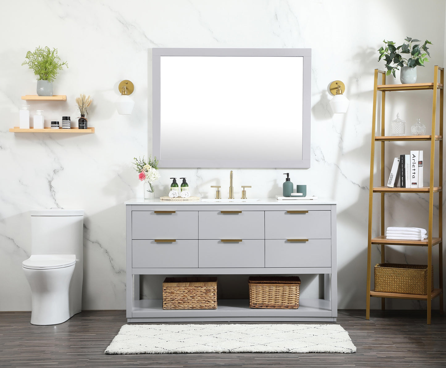 60 inch Single Bathroom Vanity in Grey - BC2206034GR