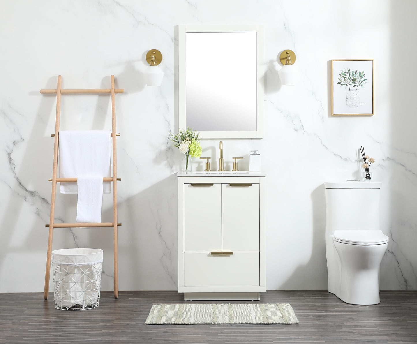 24 inch Single Bathroom Vanity in White - BC2302434WH