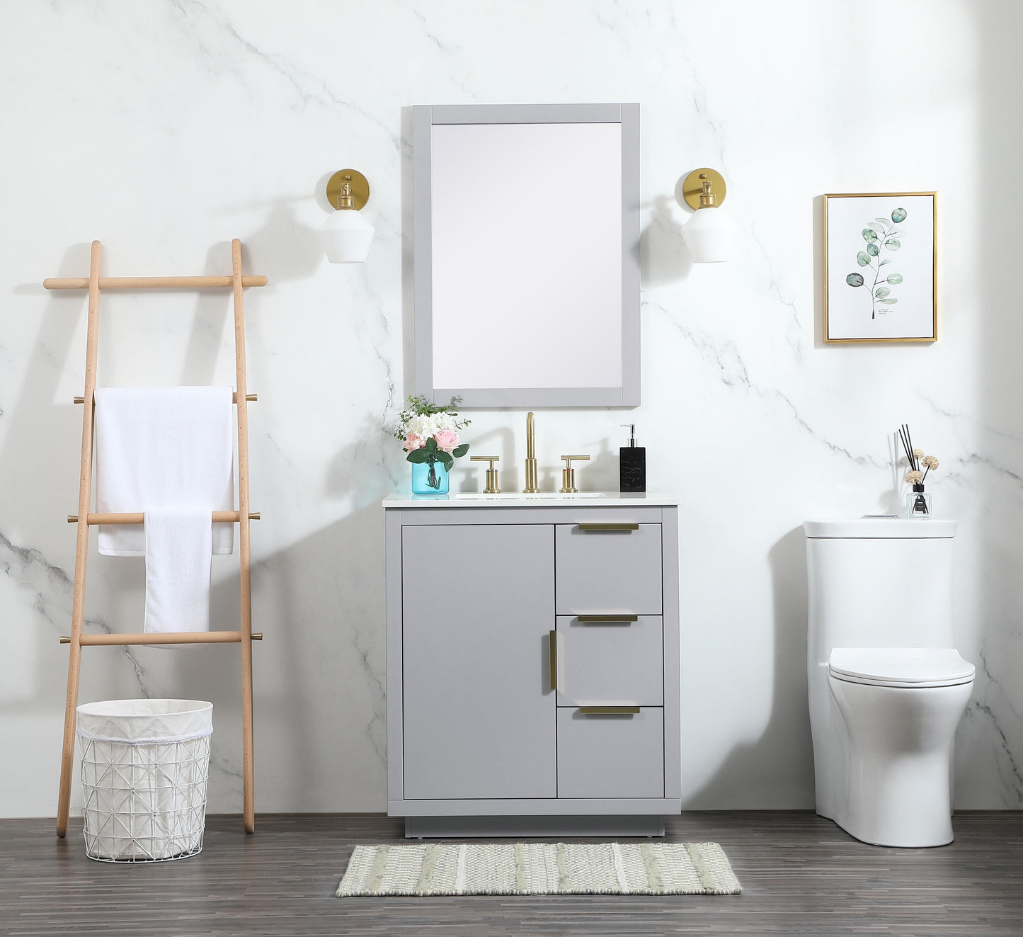 30 inch Single Bathroom Vanity in Grey - BC2303034GR