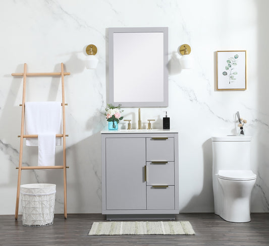 30 inch Single Bathroom Vanity in Grey - BC2303034GR