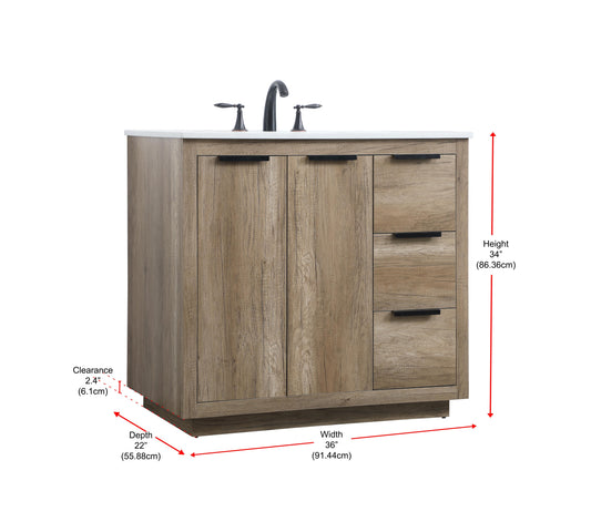 36 Inch Single Bathroom Vanity in Natural Oak - BC2303634NT