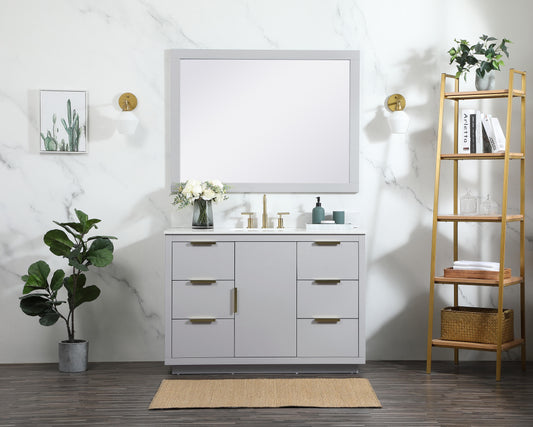 48 inch Single Bathroom Vanity in Grey with backsplash - BC2304834GR-BS