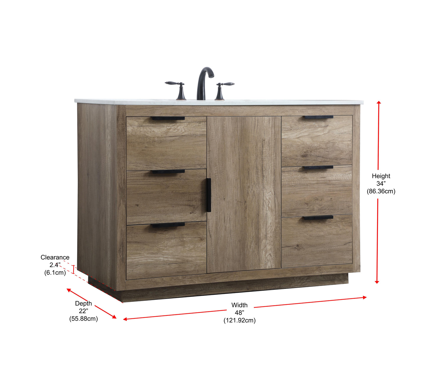 48 Inch Single Bathroom Vanity in Natural Oak - BC2304834NT