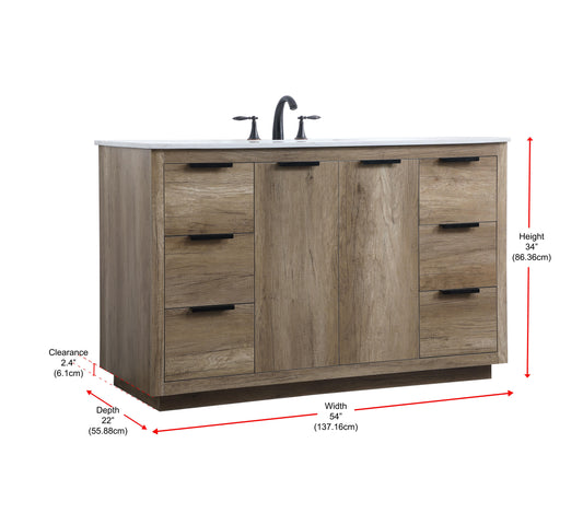 54 Inch Single Bathroom Vanity in Natural Oak - BC2305434NT