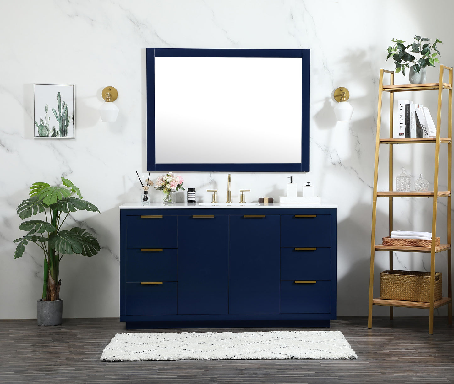 60 inch Single Bathroom Vanity in Blue - BC2306034BL