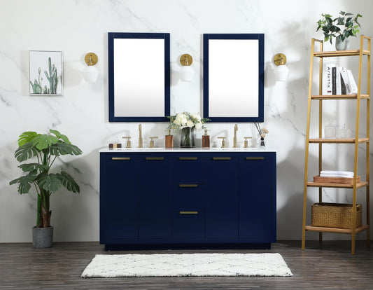 60 inch Double Bathroom Vanity in Blue - BC230D6034BL