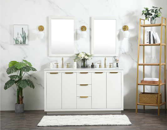 60 inch Double Bathroom Vanity in White - BC230D6034WH