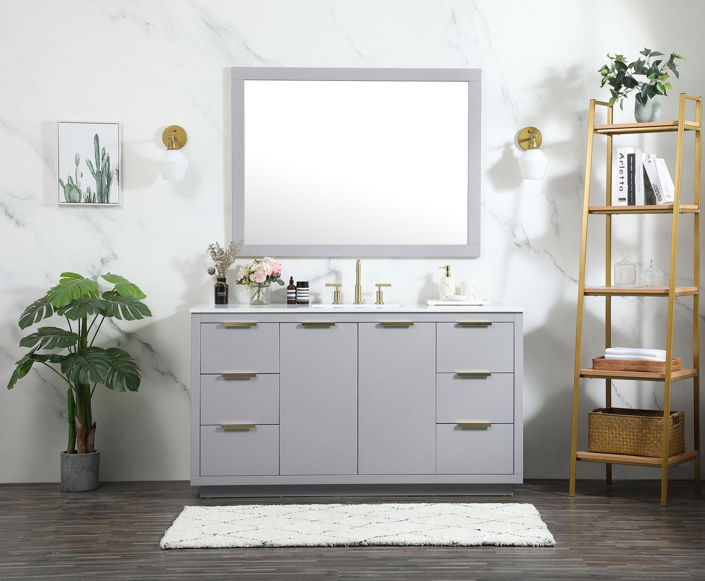 60 inch Single Bathroom Vanity in Grey - BC2306034GR