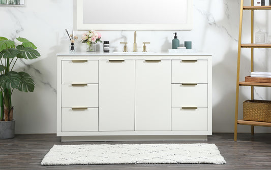 60 inch Single Bathroom Vanity in White - BC2306034WH