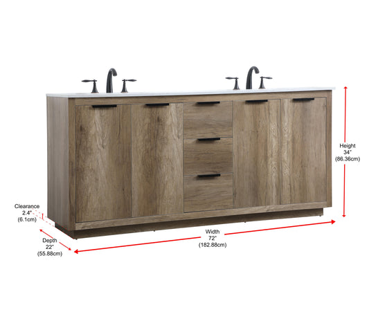 72 Inch Double Bathroom Vanity in Natural Oak - BC230D7234NT