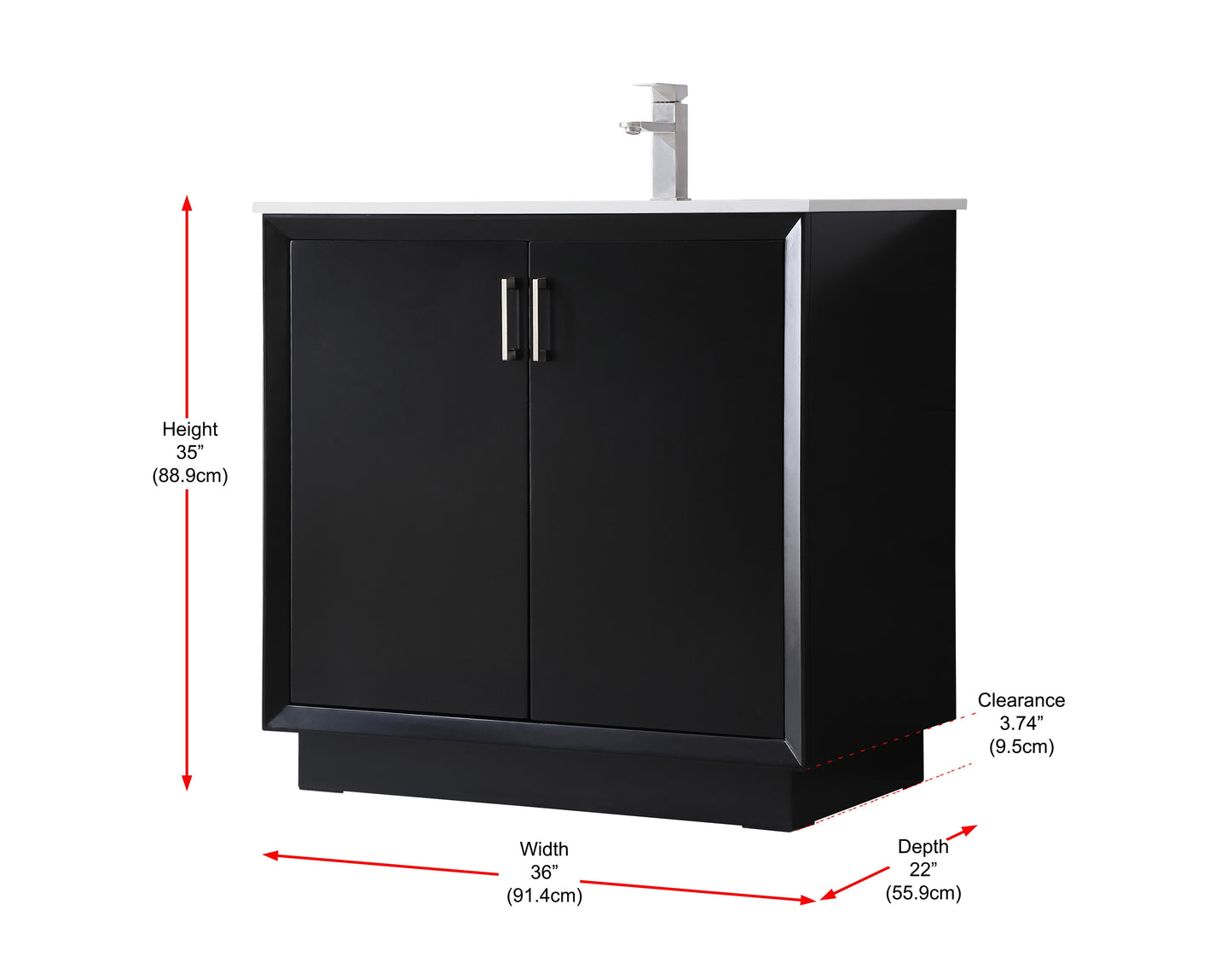 36 Inch Single Bathroom Vanity in Black - BC2403635BK