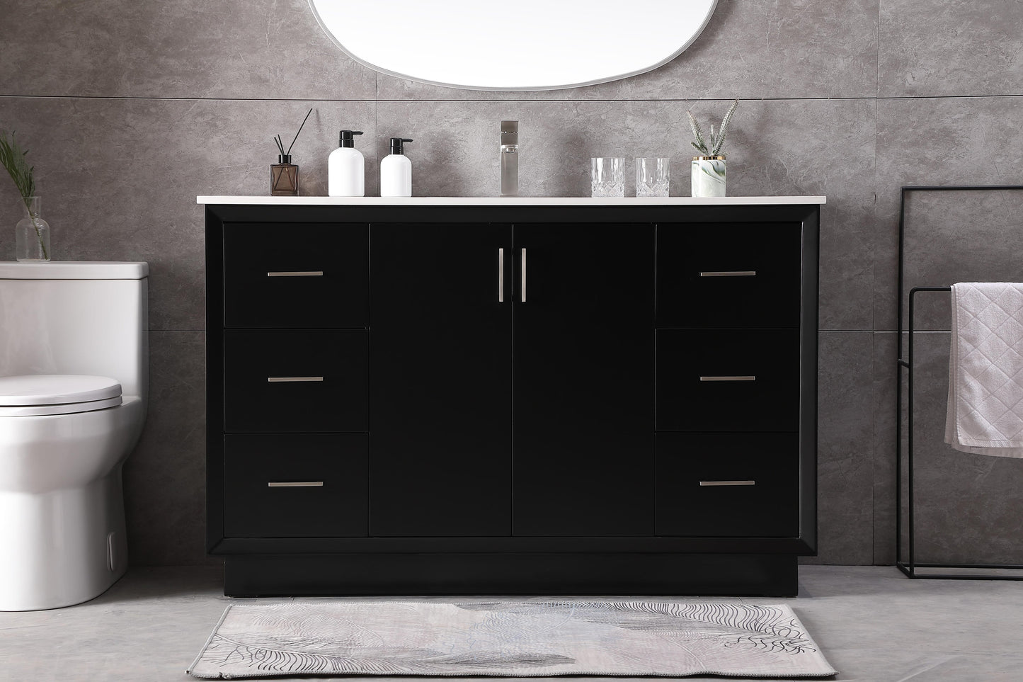 54 Inch Single Bathroom Vanity in Black - BC2405435BK