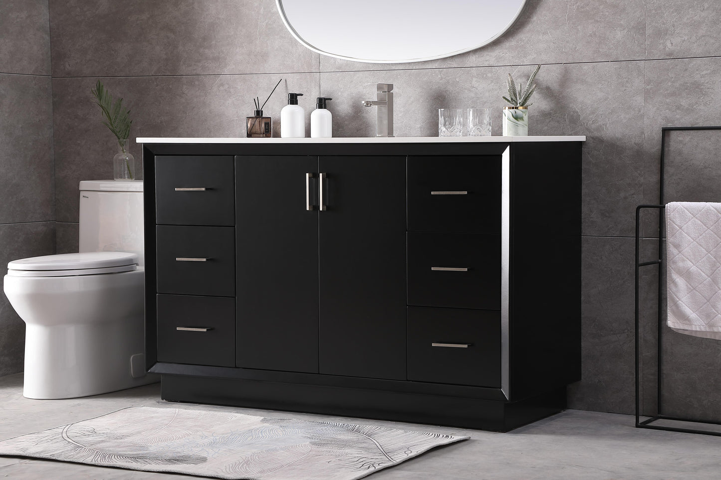 54 Inch Single Bathroom Vanity in Black - BC2405435BK